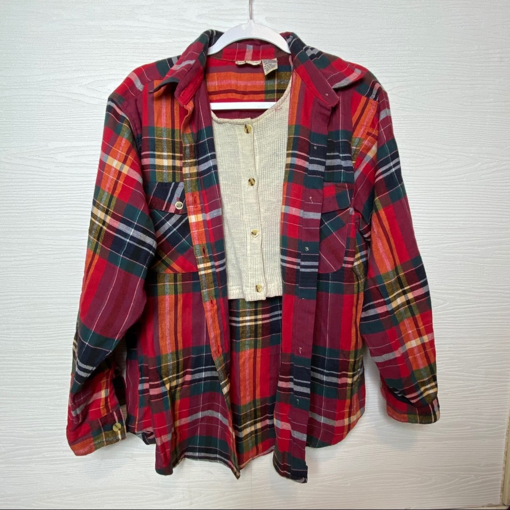 Vintage Lauren Brooke flannel with crop top‎